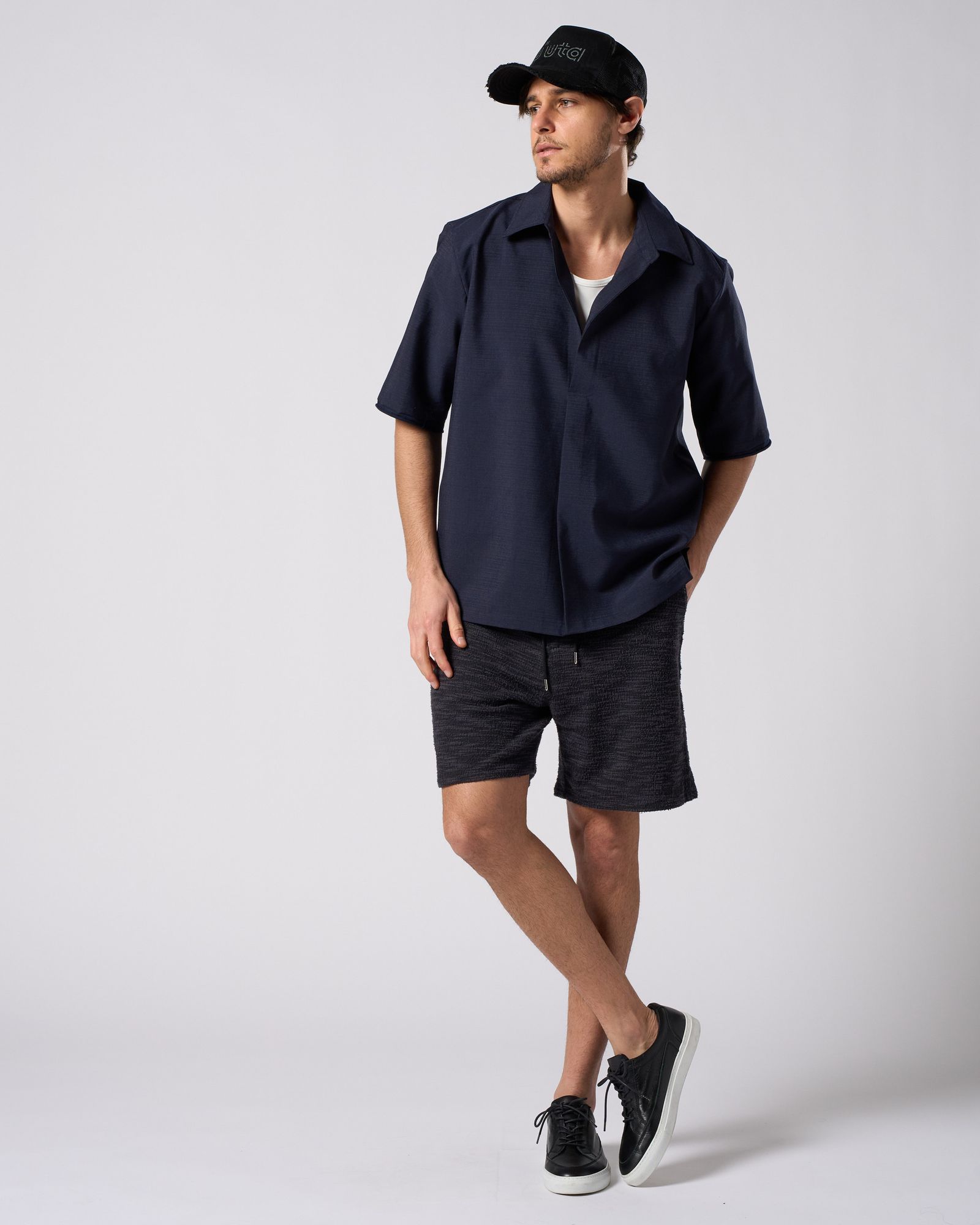 ☆先行予約☆ muta × wjk  / ニットジャガード リラックスショーツ / knit jacquard relax shorts / BLACK [502 mw02i]