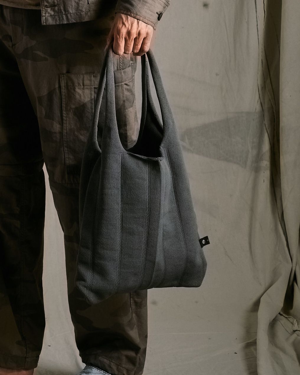 ☆先行予約☆ wjk  / ストライプニットバッグ / stripe knit bag / charcoal【8005 kw86k】