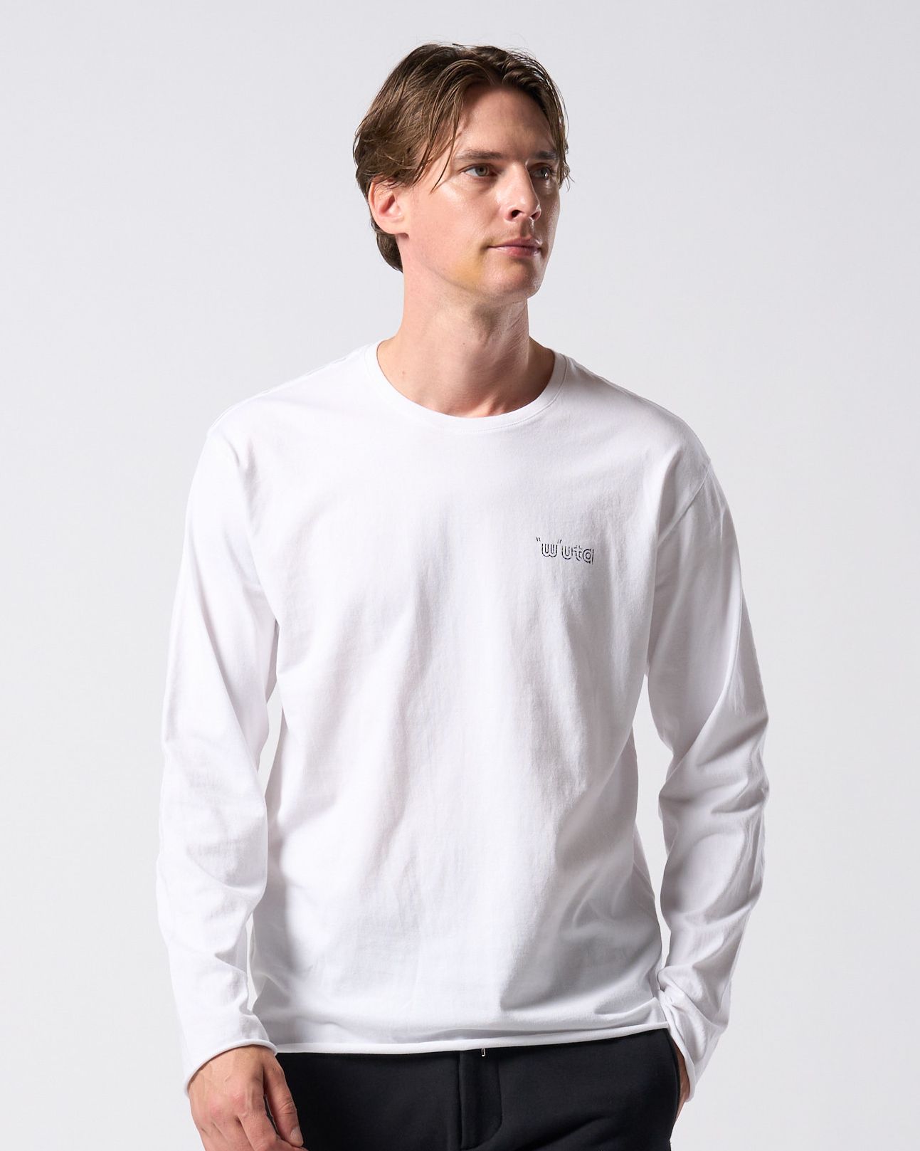 ☆先行予約☆ muta × wjk  / カットオフ クルーネックロングスリーブカットソー / cut-off crew-neck L/S(printed) / WHITE [708 mw03j]