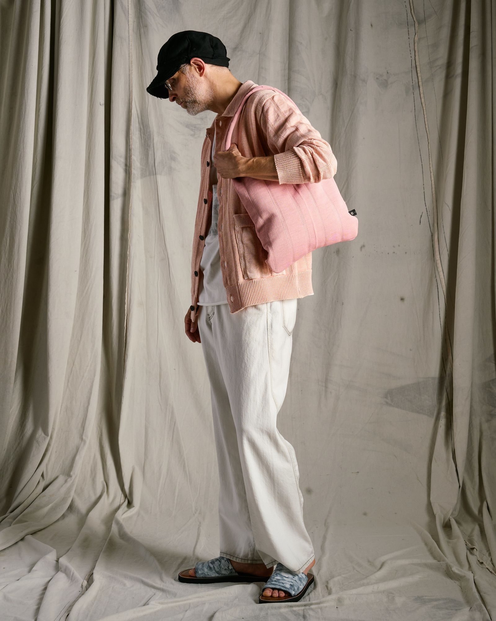 ☆先行予約☆ wjk  / ストライプニットバッグ / stripe knit bag / pink【8005 kw86k】
