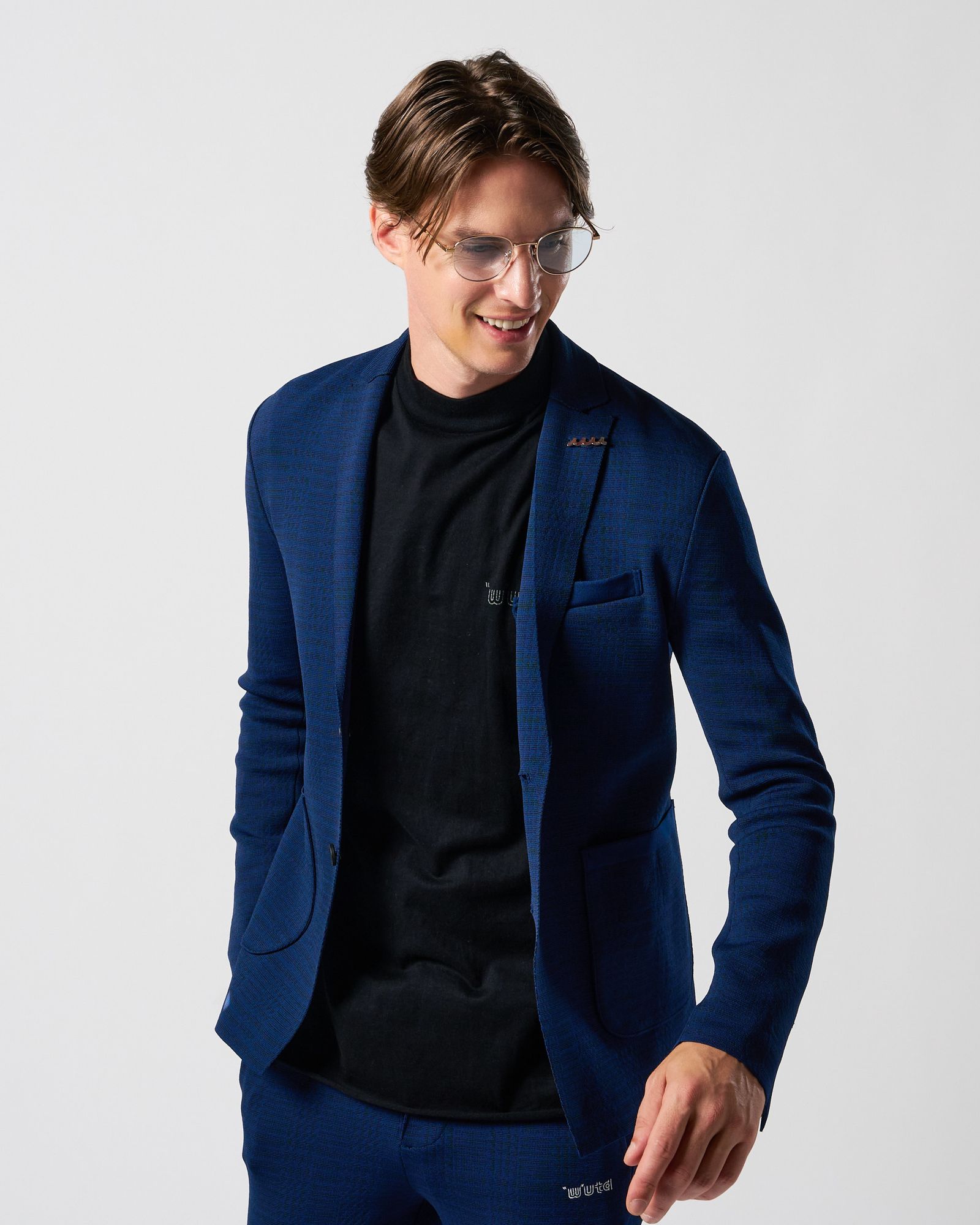 ☆先行予約☆ muta × wjk  / ニットジャケット / function knit jacket (jacquard check) / NAVY CHECK [207 mw08j]