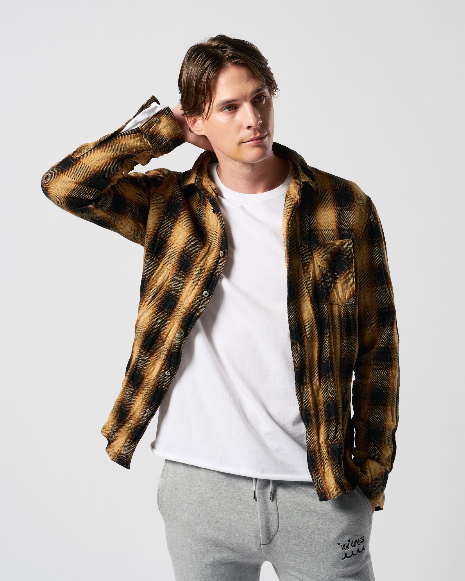 ☆先行予約☆ muta × wjk  / シワ加工チェックシャツ / twist wrinkle check shirt / YELLOW CHECK [401 mw10j]