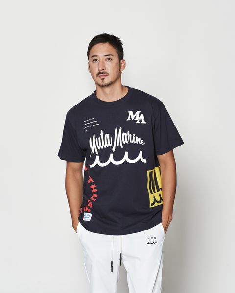 muta MARINE × ACANTHUS  / テストプリントTシャツ  /  Test Print Tee / NAVY【MA2612】