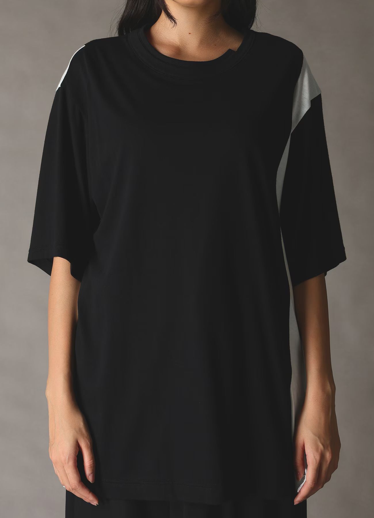 COMBINATION JERSEY MIX T-SHIRT / BLACK [GK-T10-803-1]