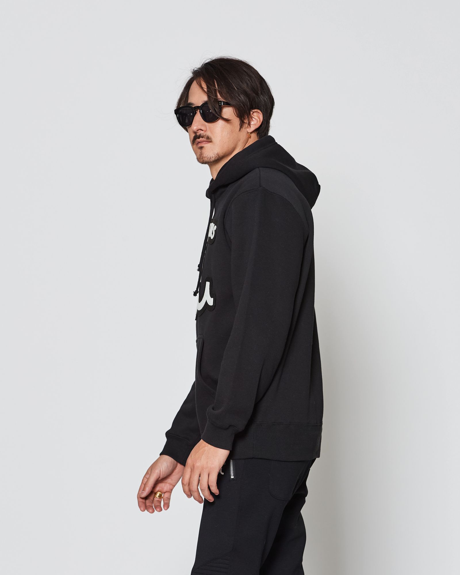 ACANTHUS × muta MARINE / muta Big Embroidered Patch Hooded Sweatshirts / パーカー / BLACK 【MA2536】