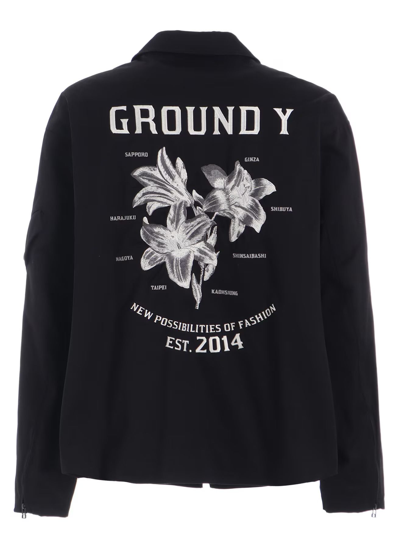 WHIPCORD LILY EMBROIDERED SOUVENIR JACKET / BLACK x WHITE [GQ-J06-032-2]