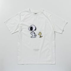1PIU1UGUALE3 RELAX × PEANUTS / スヌーピー ラインストーン半袖Tシャツ / ホワイト【UST-26056】