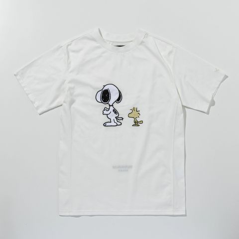 1PIU1UGUALE3 RELAX × PEANUTS / スヌーピー ラインストーン半袖Tシャツ / ホワイト【UST-26056】