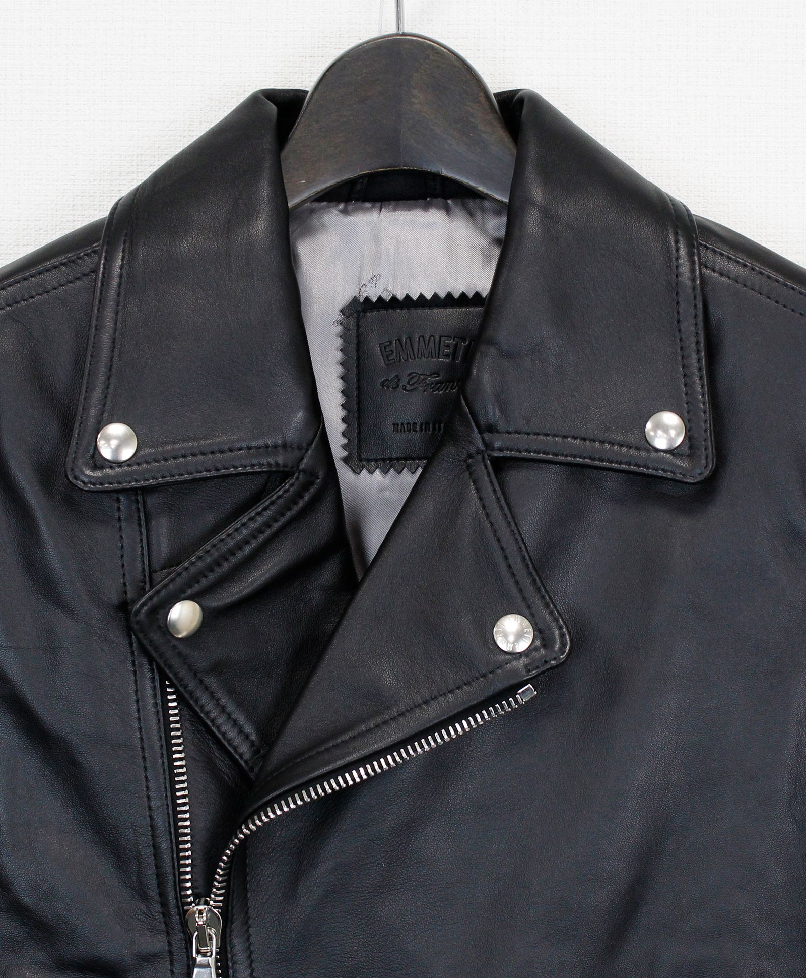 メンズ ラムナッパレザー ダブルライダースジャケット/ BIKER JACKET IN LAMBSKIN NAPPA / GABRIELE /  NERO - 46