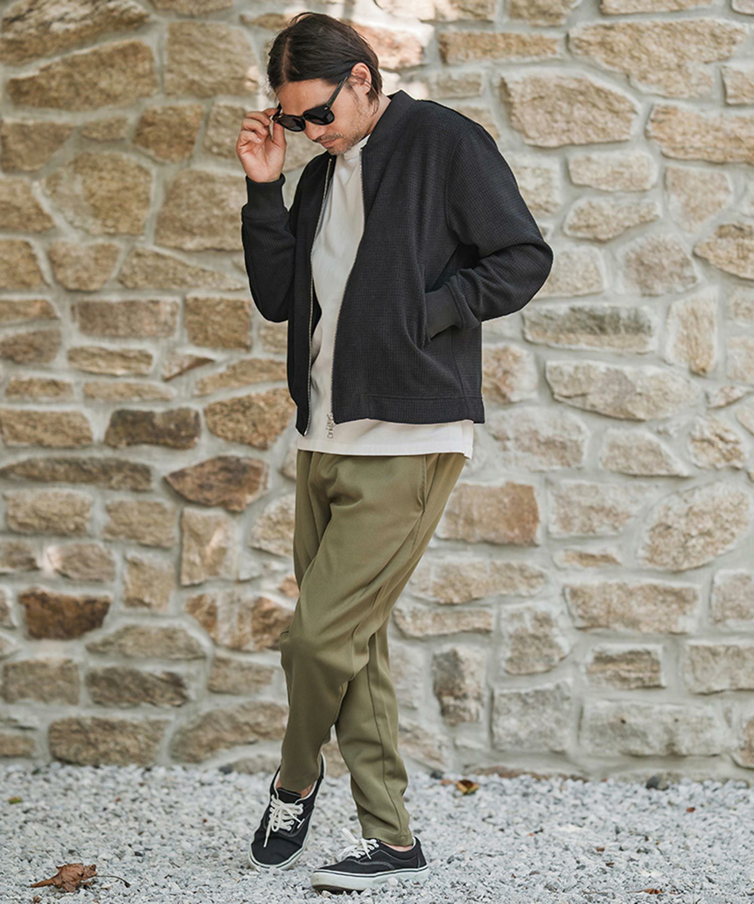 カットMA-1 / ワッフルリブブルゾン / ブラック【531037】