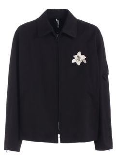 WHIPCORD LILY EMBROIDERED SOUVENIR JACKET / BLACK x BEIGE [GQ-J06-032-1]