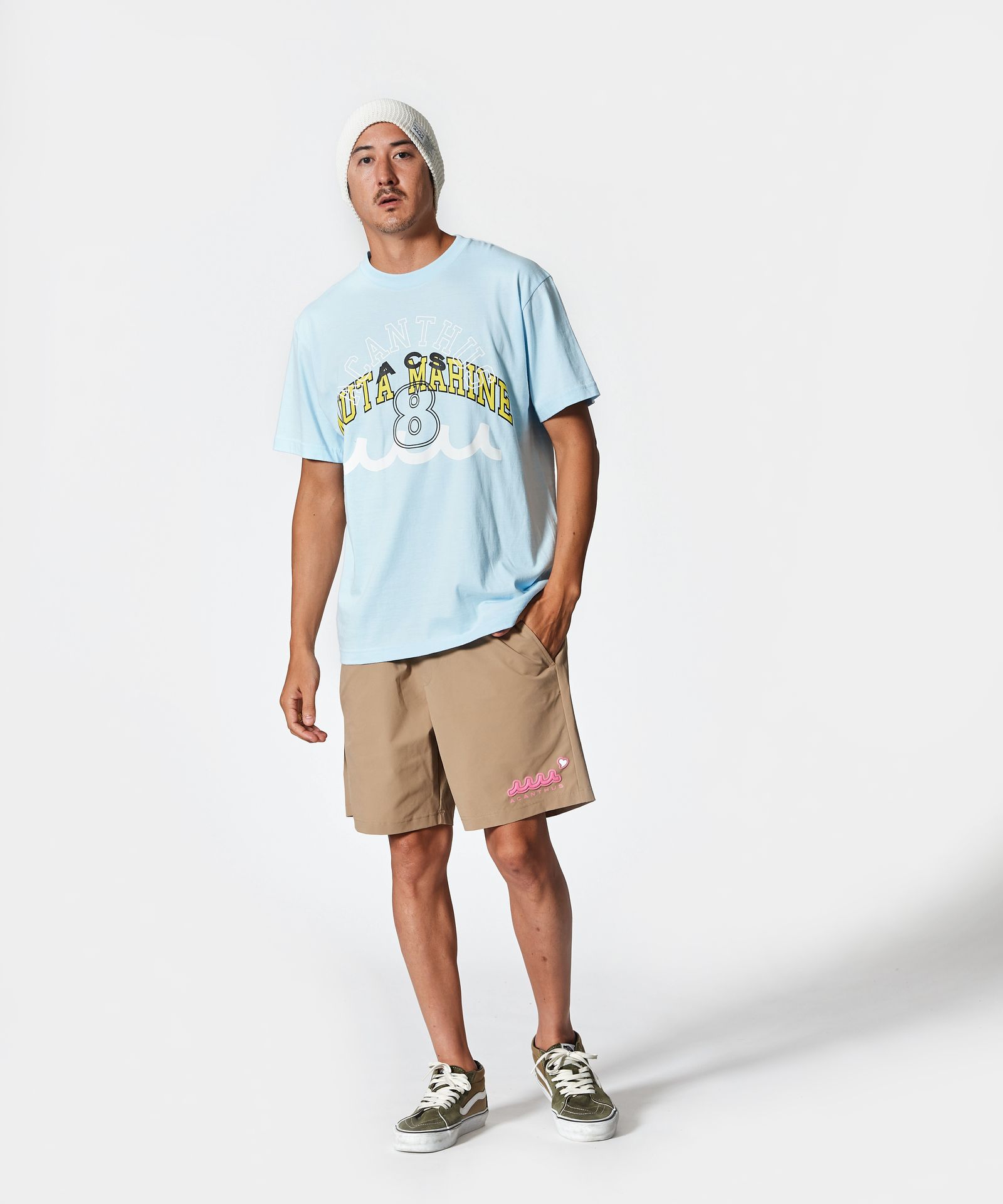 ACANTHUS × muta MARINE / muta Multi Logo Tee / マルチロゴTシャツ / SAX 【MA2511】