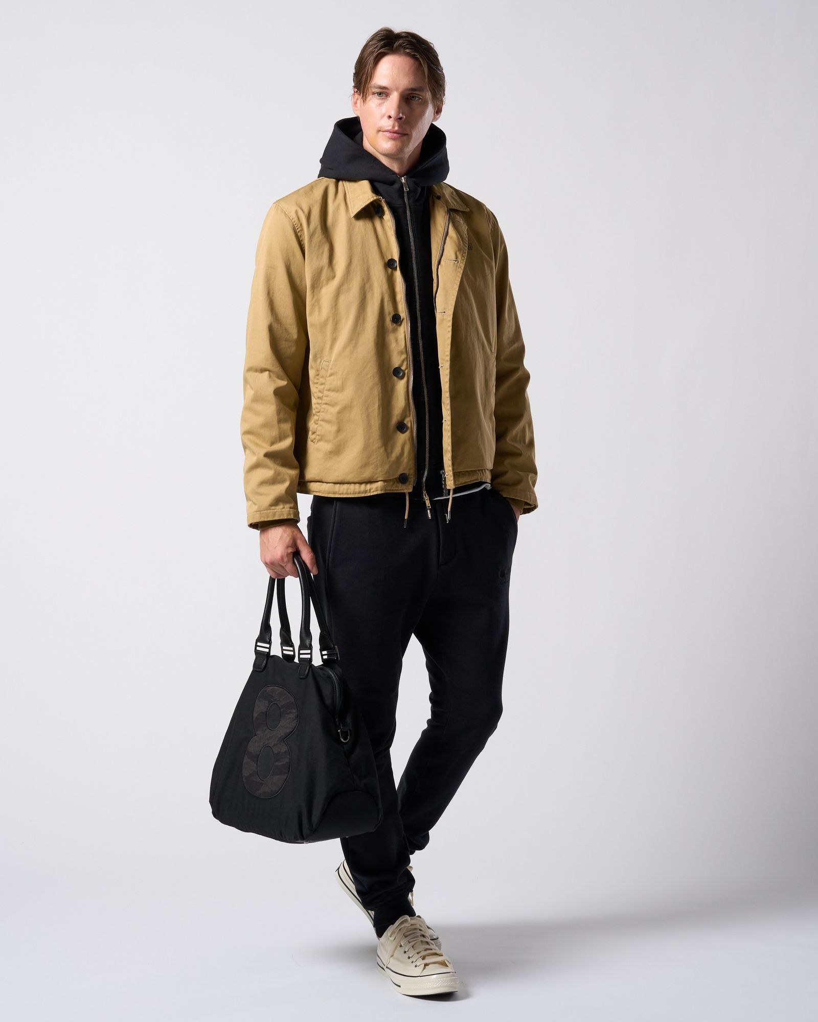 ☆先行予約☆ muta × wjk  / 高密度ストレッチ裏毛リブスウェットパンツ / super urake zip-up parka / BLACK [206 mw07j]