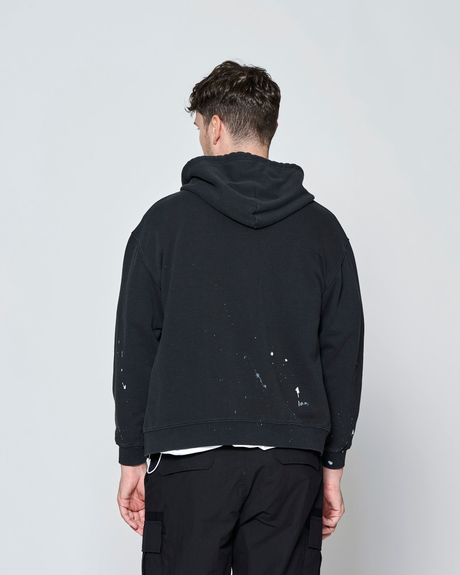 ☆先行予約☆ ヴィンテージ スプラッシュ ジップアップ パーカー  /  Vintage Wash Splash Zip-up Hooded Sweatshirt / BLACK 【HJ2701】