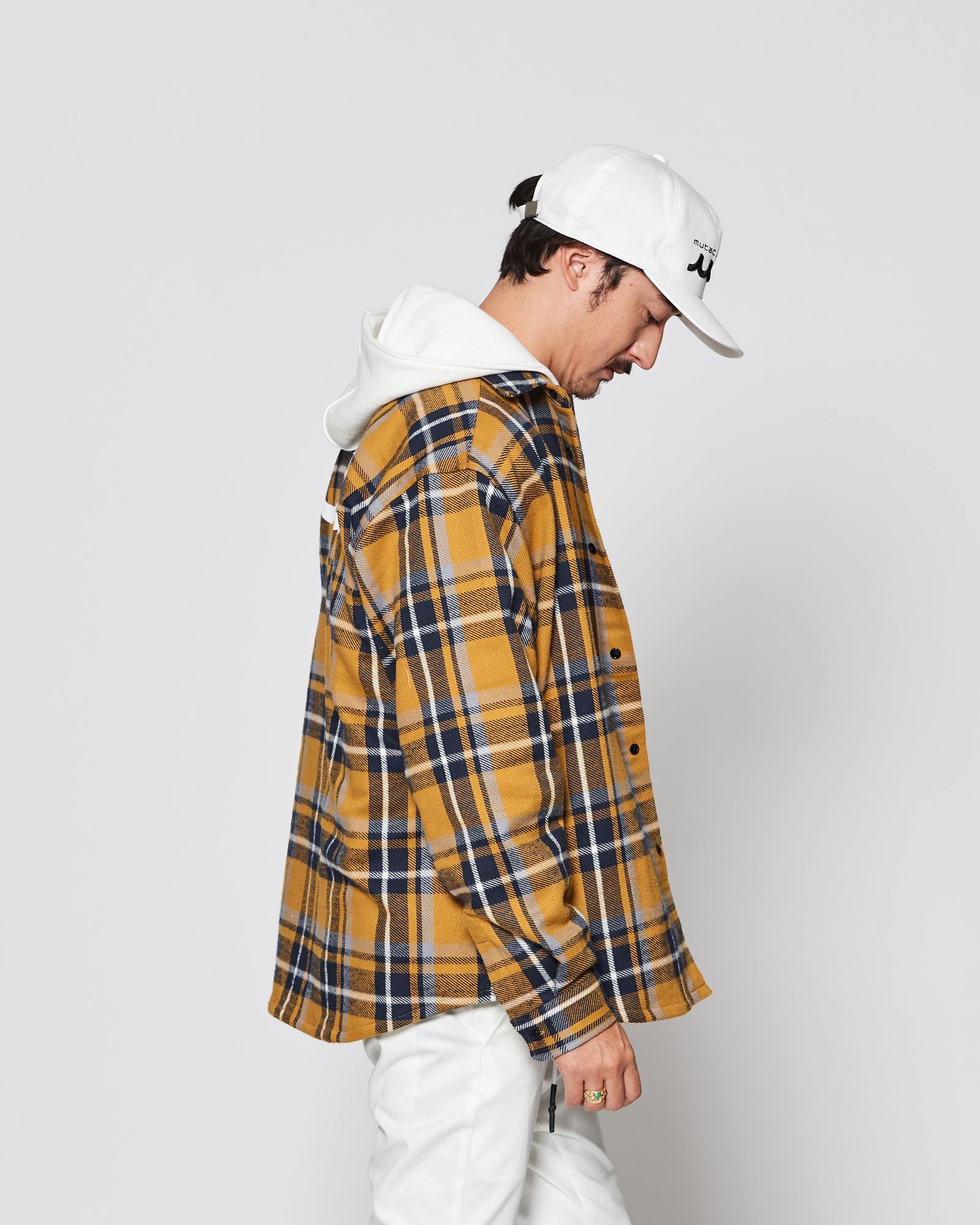 ☆先行予約販売2025年8月下旬～9月下旬頃入荷予定☆ ACANTHUS × muta MARINE / muta Hooded Flannel Shirts / シャツジャケット / YELLOW 【MA2532】