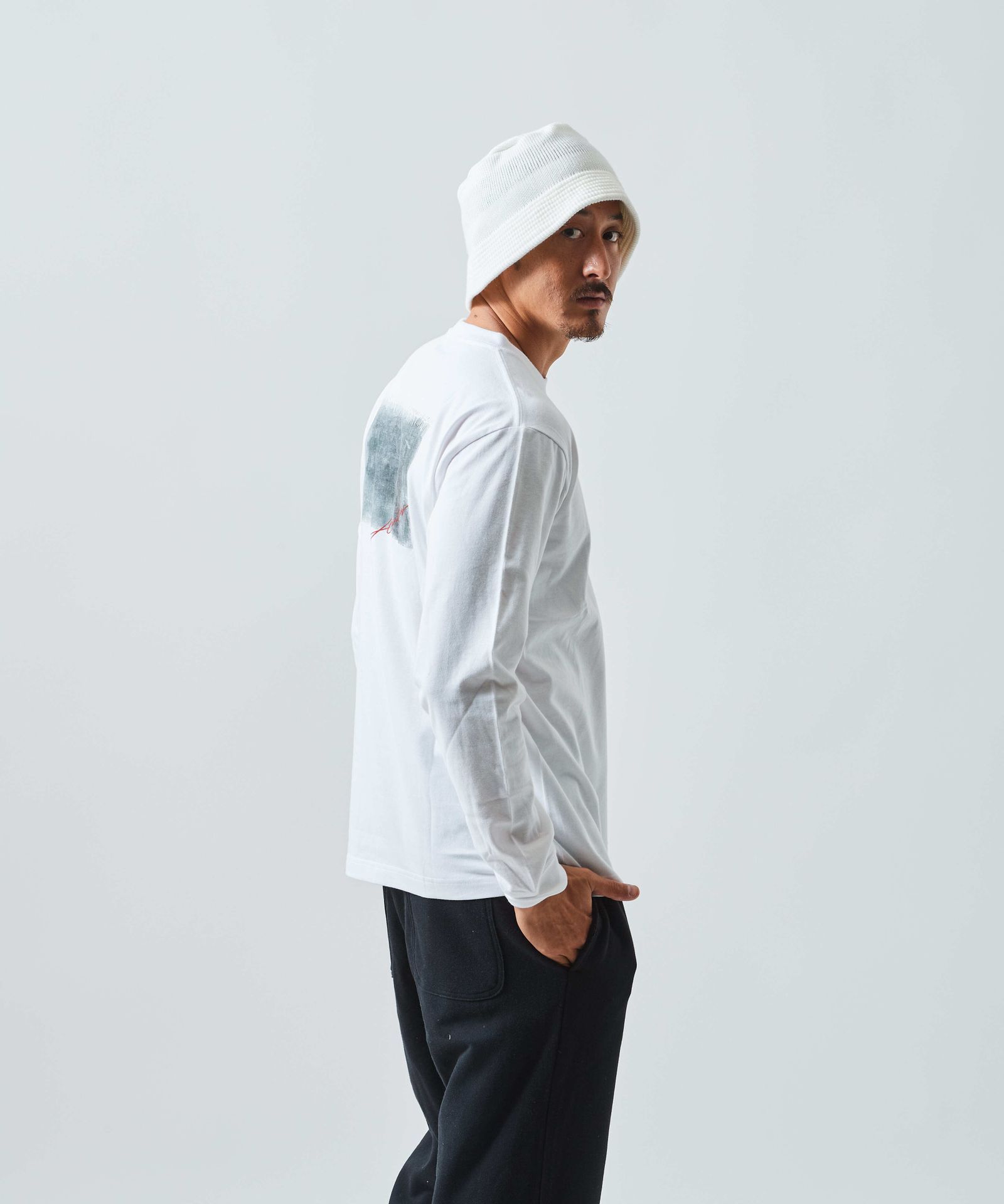 フォトペーパープリント L/S Tシャツ / Photo Paper Print L/S Tee (Horror) / WHITE