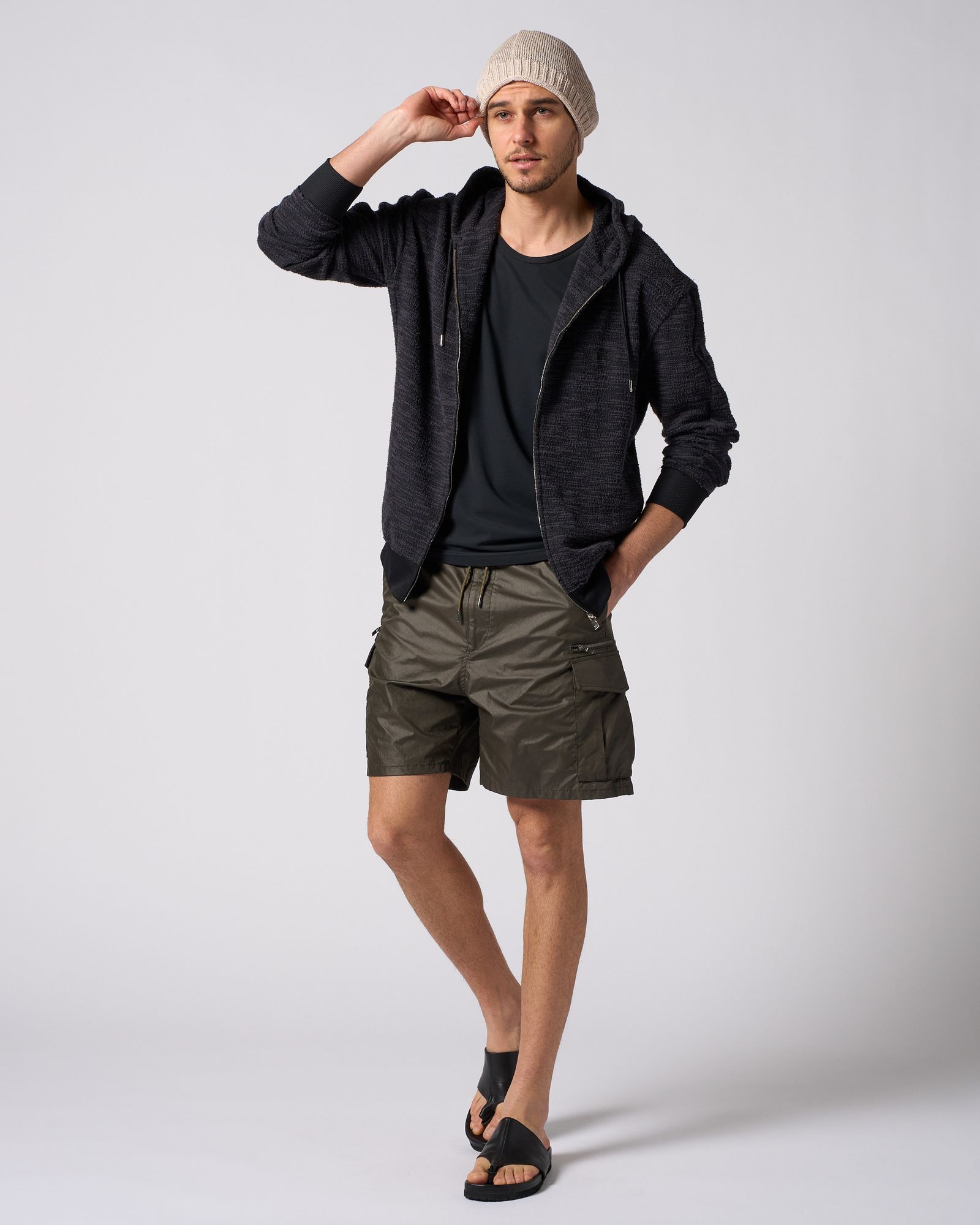 ☆先行予約☆ muta × wjk  / ニットジャガード リラックス パーカー / knit jacquard relax parker / BLACK [204 mw02i]