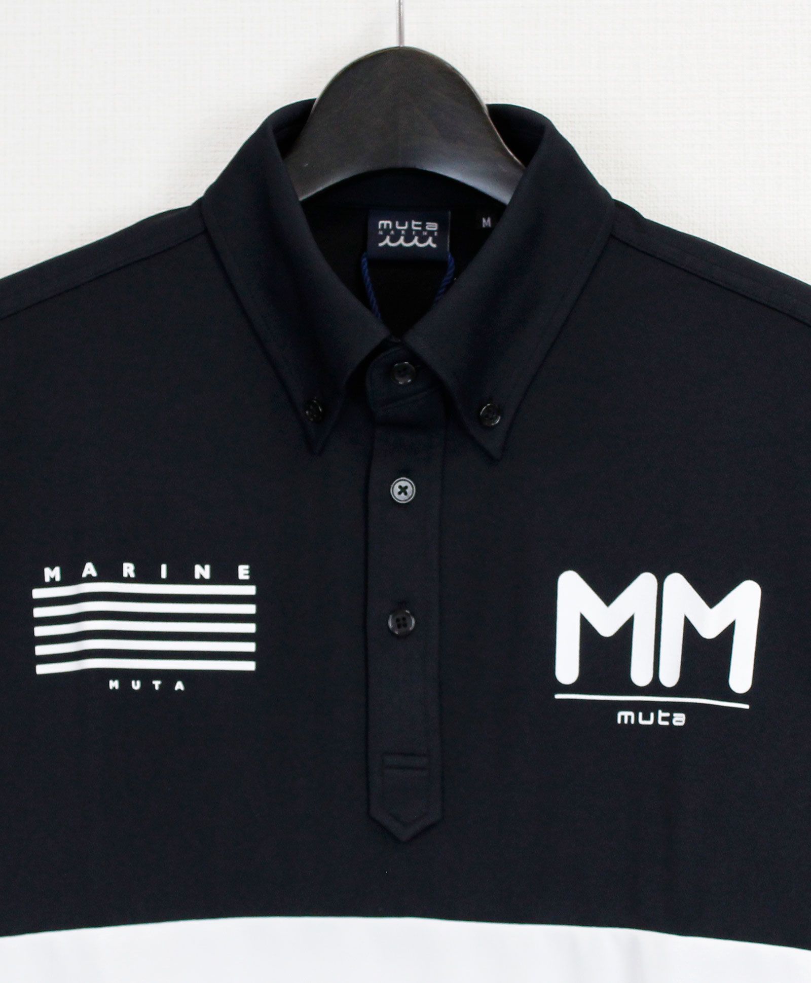 muta MARINE / ムータマリン / MM バイカラーポロシャツ / ブラック/ホワイト - 0(WF)