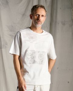 ☆先行予約☆ wjk  / ペーパープリント加工カットオフ半袖Tシャツ / paper print dust cut-off S/S / white 【7153 lj93k】