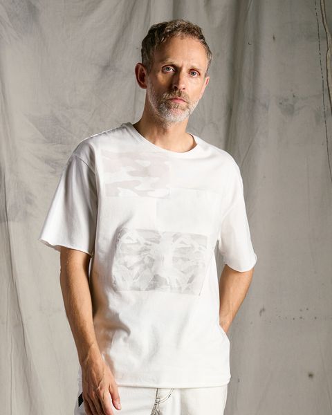 ☆先行予約☆ wjk  / ペーパープリント加工カットオフ半袖Tシャツ / paper print dust cut-off S/S / white 【7153 lj93k】