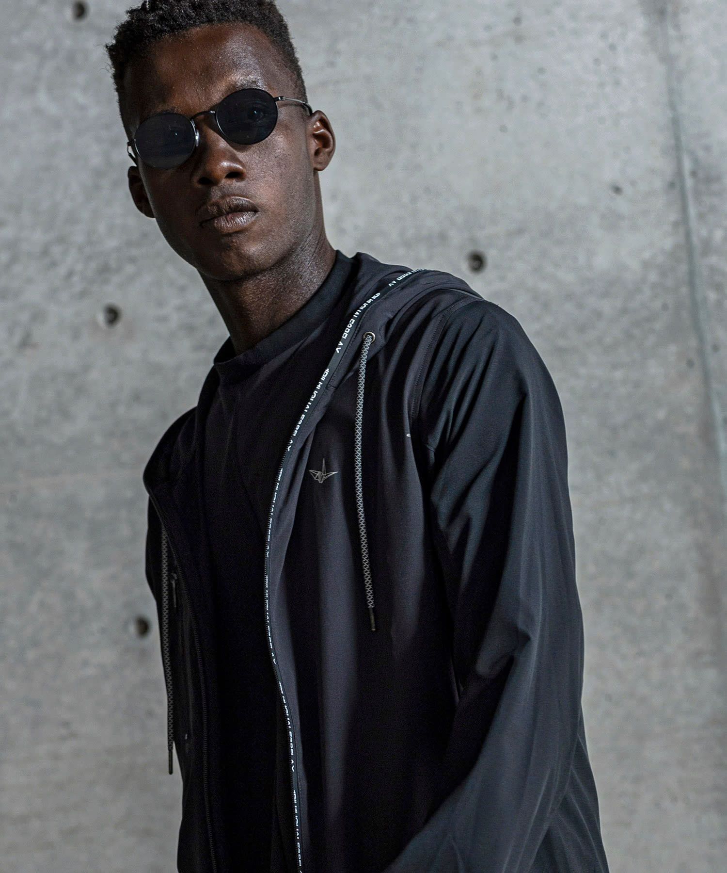 バイカラーランニングパーカー / ブラック【USO-26034】