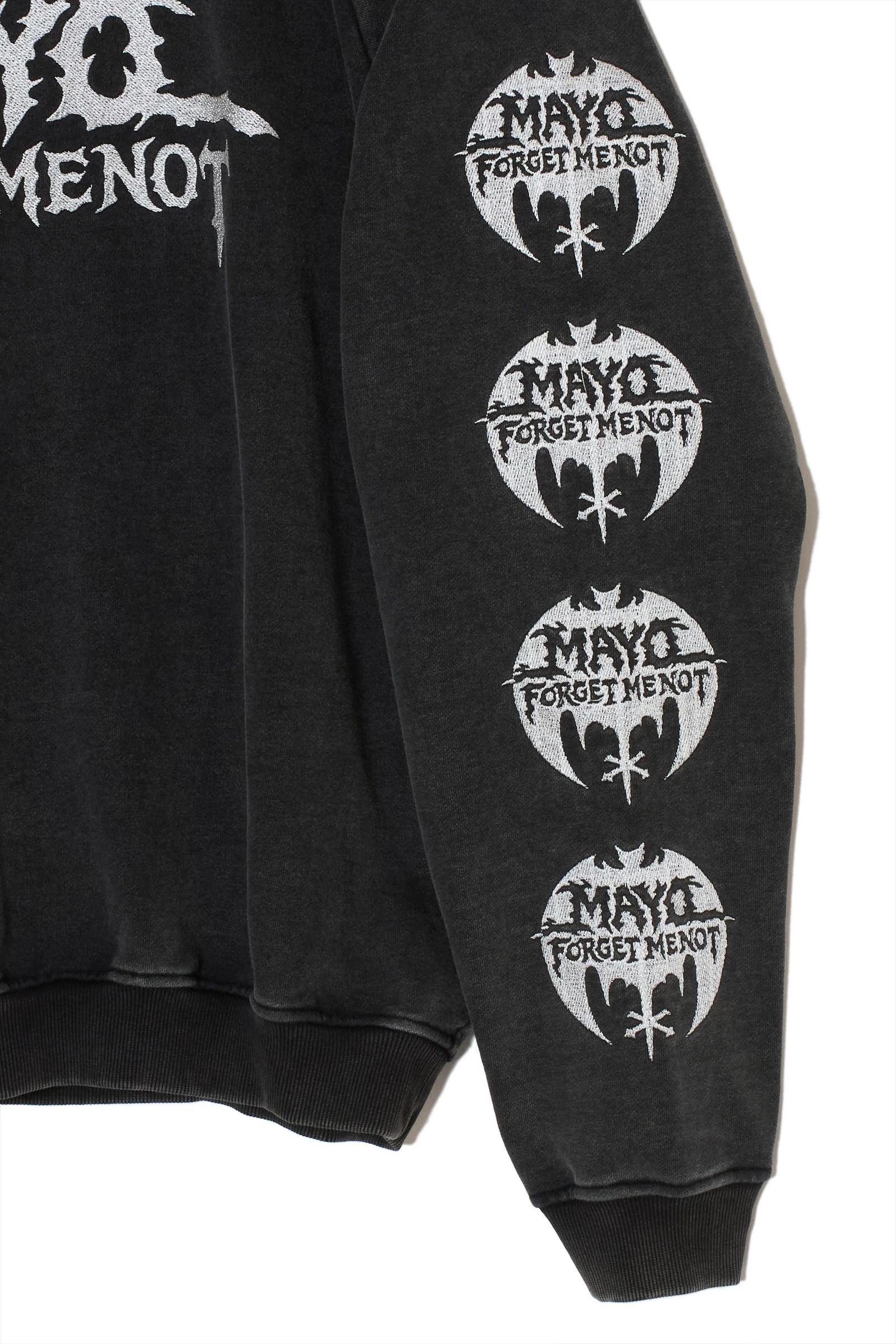 スカル 刺繍クルーネックスウェット 裏パイル / MAYO BANDANA SKULL EMBROIDERY CREW NECK SWEAT  / ブラック [26MY-STR002]
