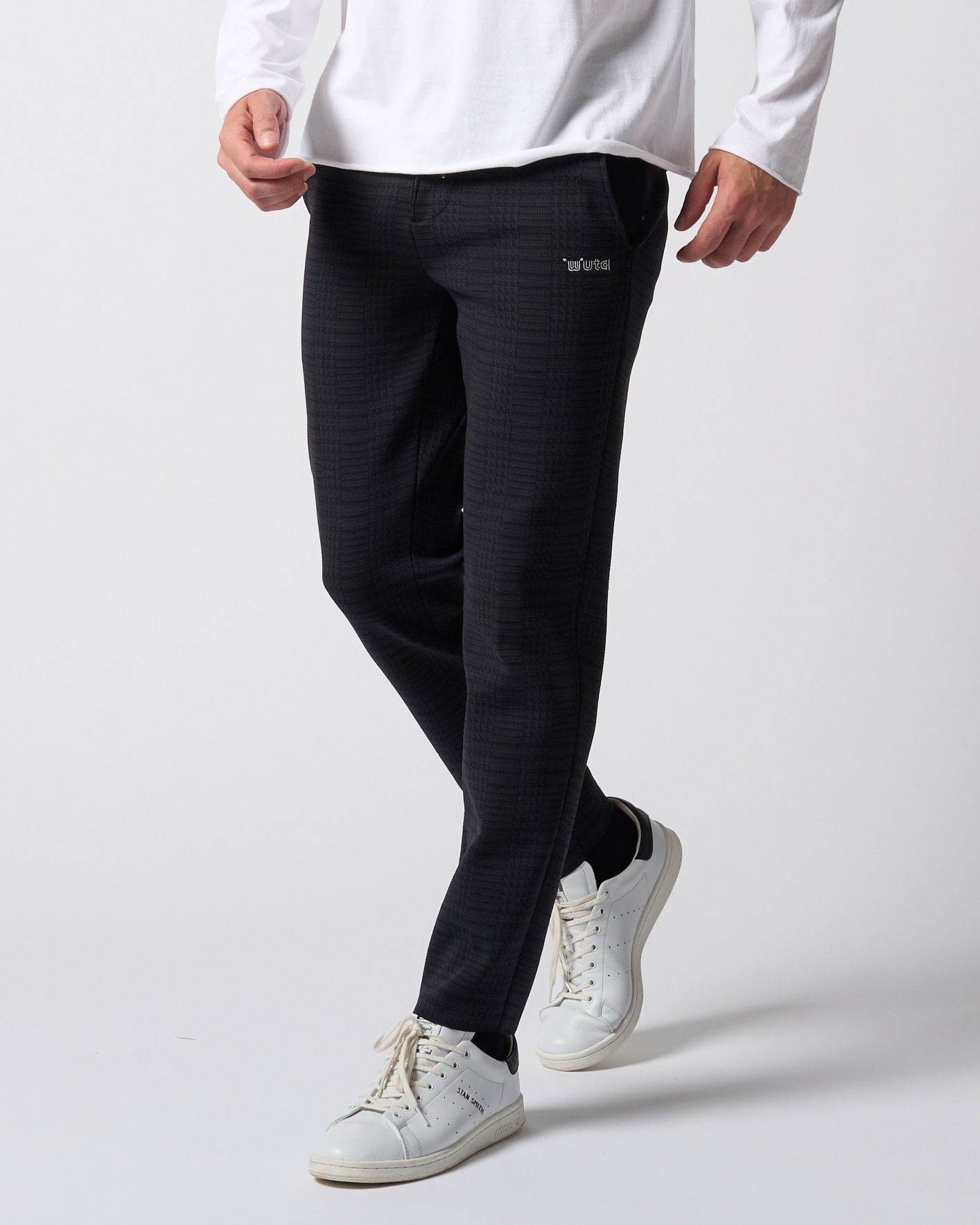 ☆先行予約☆ muta × wjk  / ニットイージースラックス / function knit easy slacks(jacquard check) / BLACK CHECK [504 mw08j]
