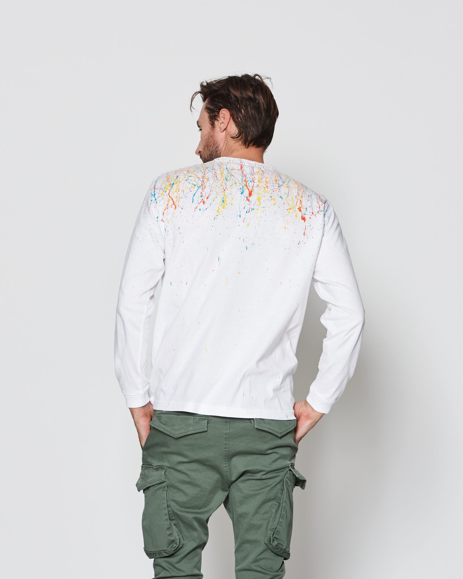 ACANTHUS / Splash paint L/S Tee / ロンT / WHITE 【CT2509】