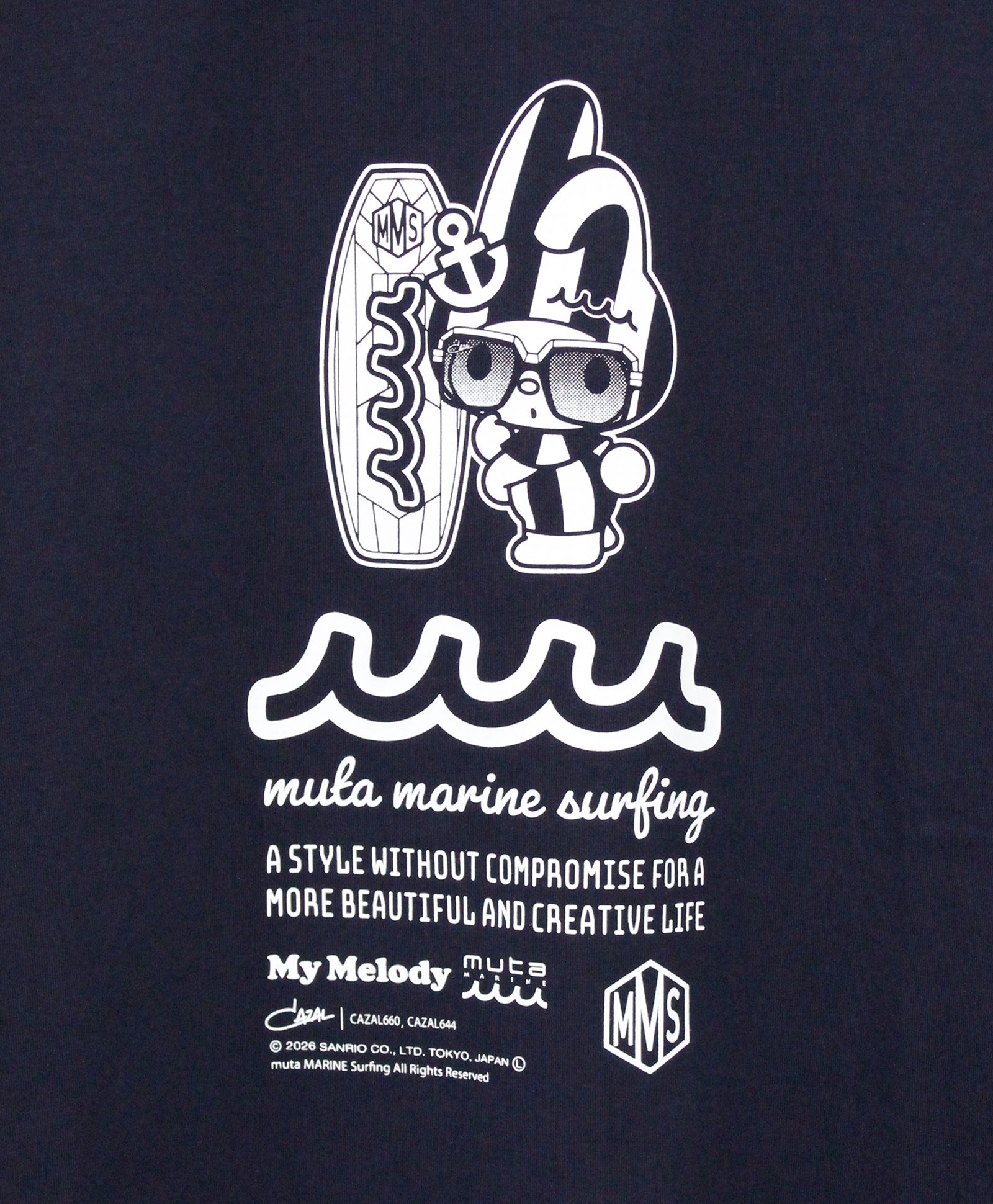 My Melody × muta MARINE SURFING ストレッチロングスリーブTシャツ / ネイビー [MMMP-434771]