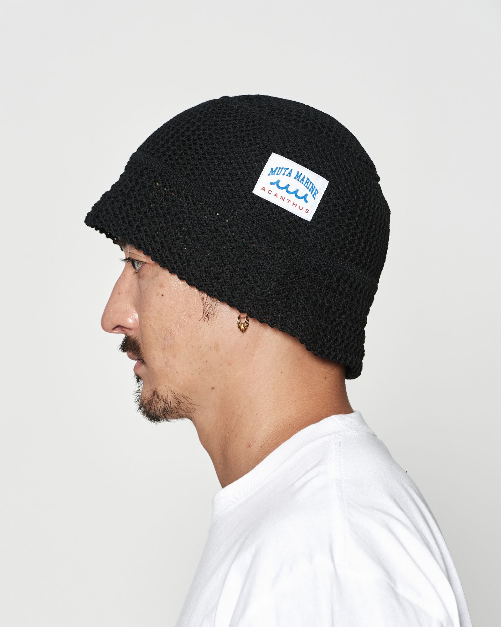 ☆先行予約☆muta MARINE × ACANTHUS  / メッシュニットバケットハット / Mesh Knit Bucket Hat / BLACK 【MA2624】