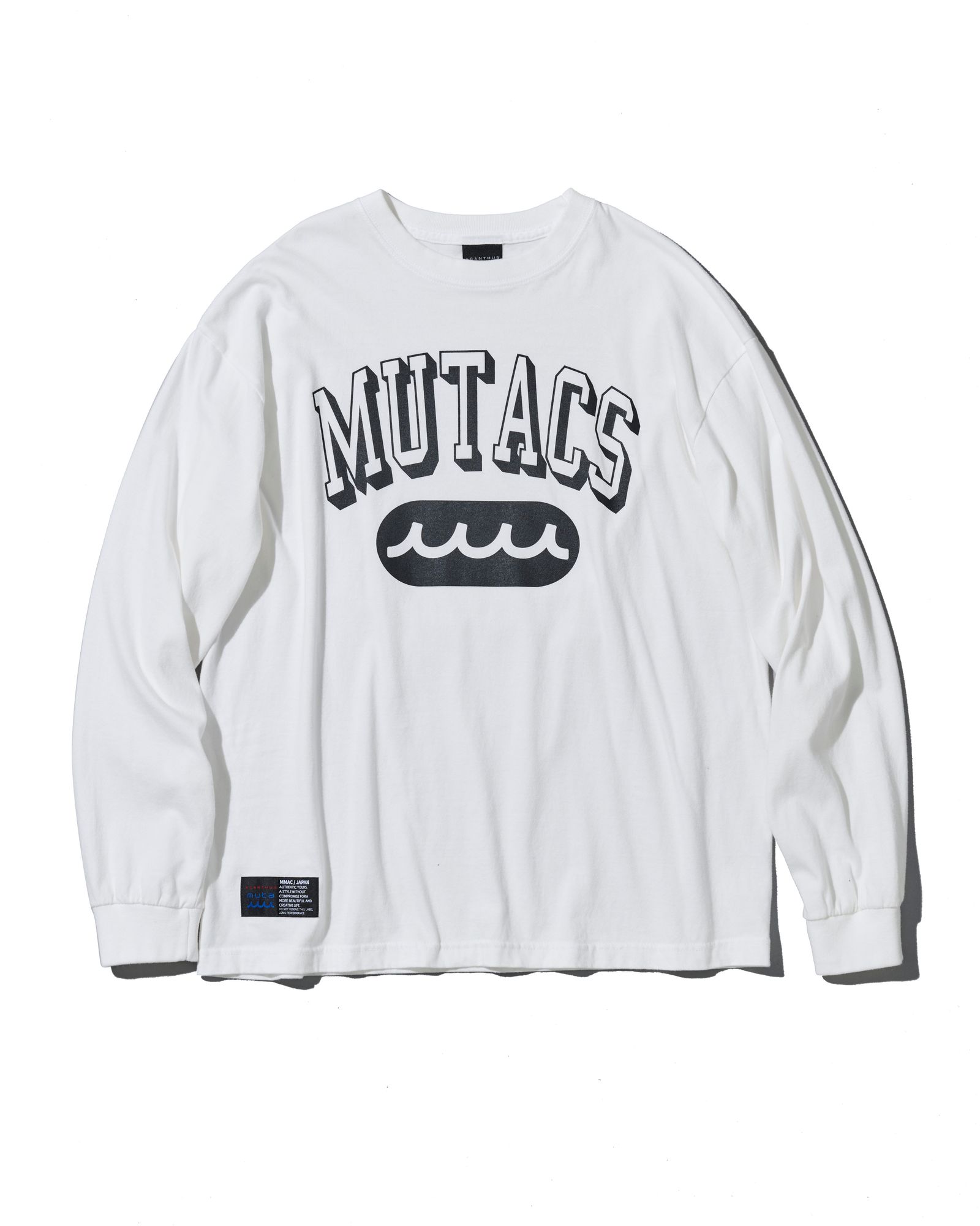 ☆先行予約☆ muta MARINE × ACANTHUS / カレッジロゴロンTee / Shadow College Logo L/S Tee / WHITE 【MA2661】
