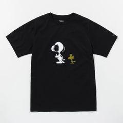 1PIU1UGUALE3 RELAX × PEANUTS / スヌーピー ラインストーン半袖Tシャツ / ブラック【UST-26056】