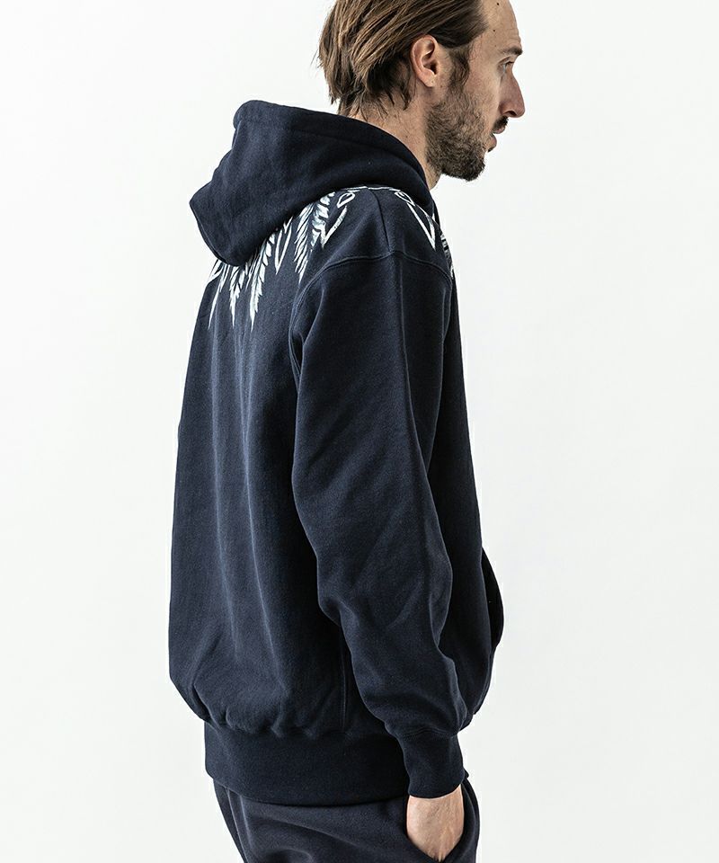 ACANTHUS - プルオーバーパーカー / Feather Paint Zip Hoodie / NAVY