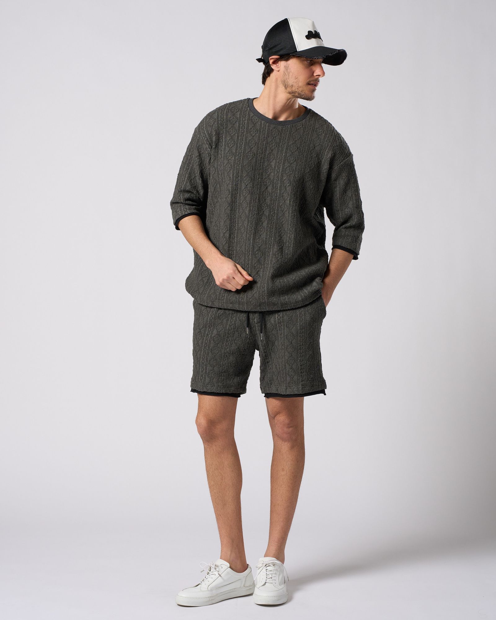 ☆先行予約☆ ジャガードサマーニットショーツ /  jacquard summer knit shorts / BLACK [5401 kc01i]