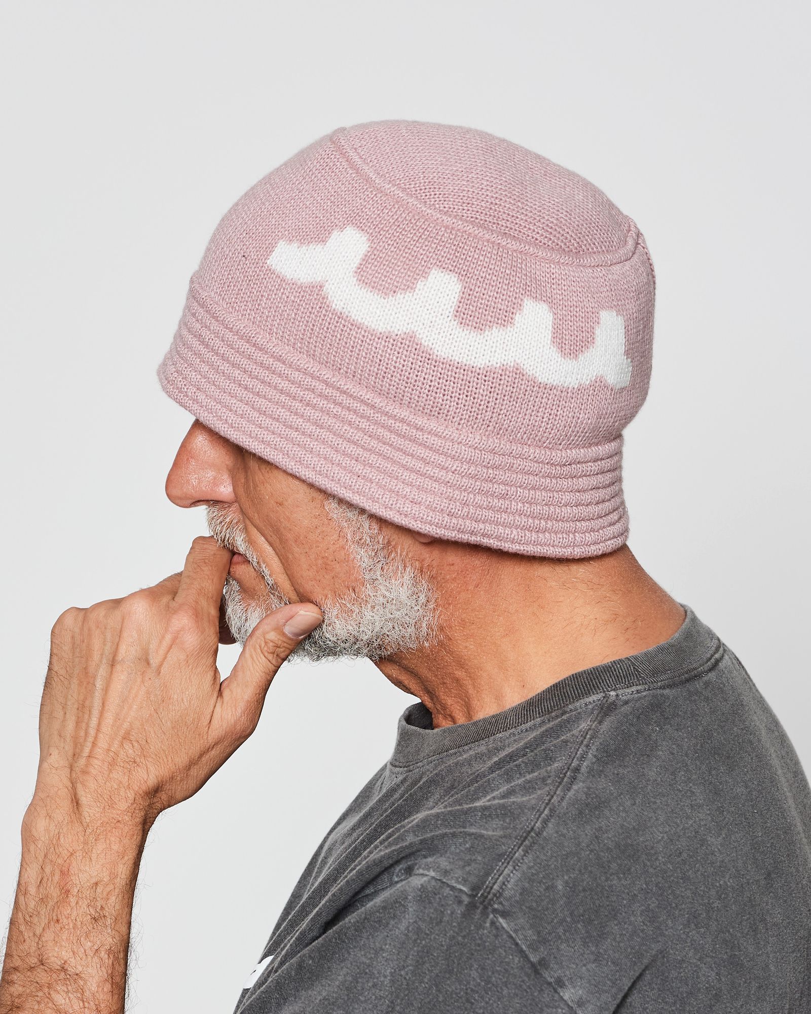 ☆先行予約販売2025年10月下旬～11月下旬頃入荷予定☆ ACANTHUS × muta MARINE / muta Wave Logo Knit Bucket Hat / ニットバケットハット / PINK 【MA2543】
