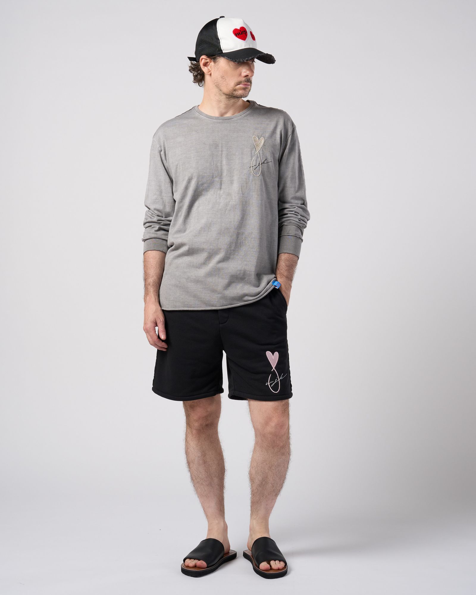 ☆先行予約☆Maison Honoré Paris× wjk  / ハートフィッシュフレンチテリーショーツ / heart fish dry french terry shorts / black 【505 hw03k】