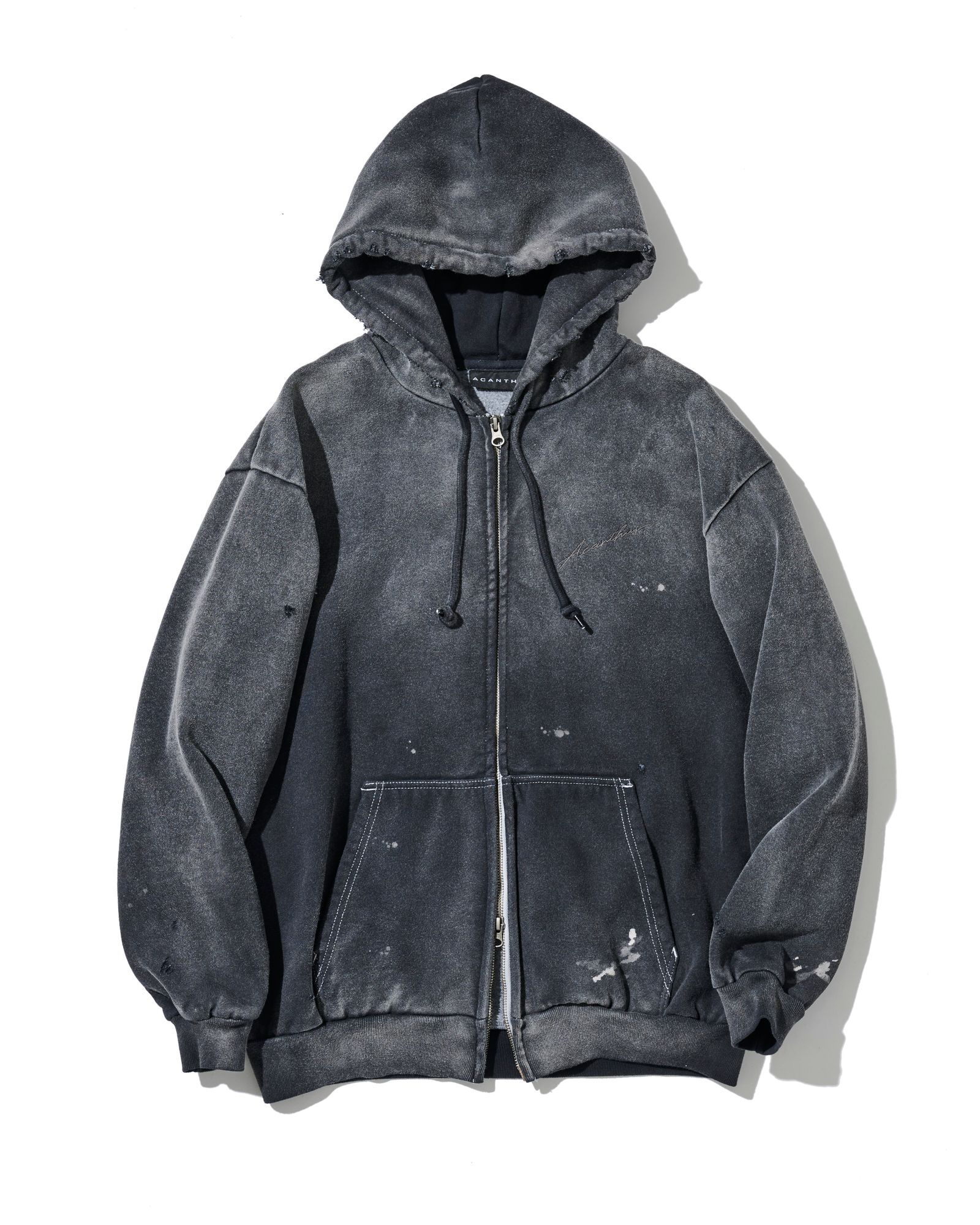 ☆先行予約☆  ダメージフーディー / パーカー / Damaged Hooded Sweatshirt / FADED BLACK 【DH2502】