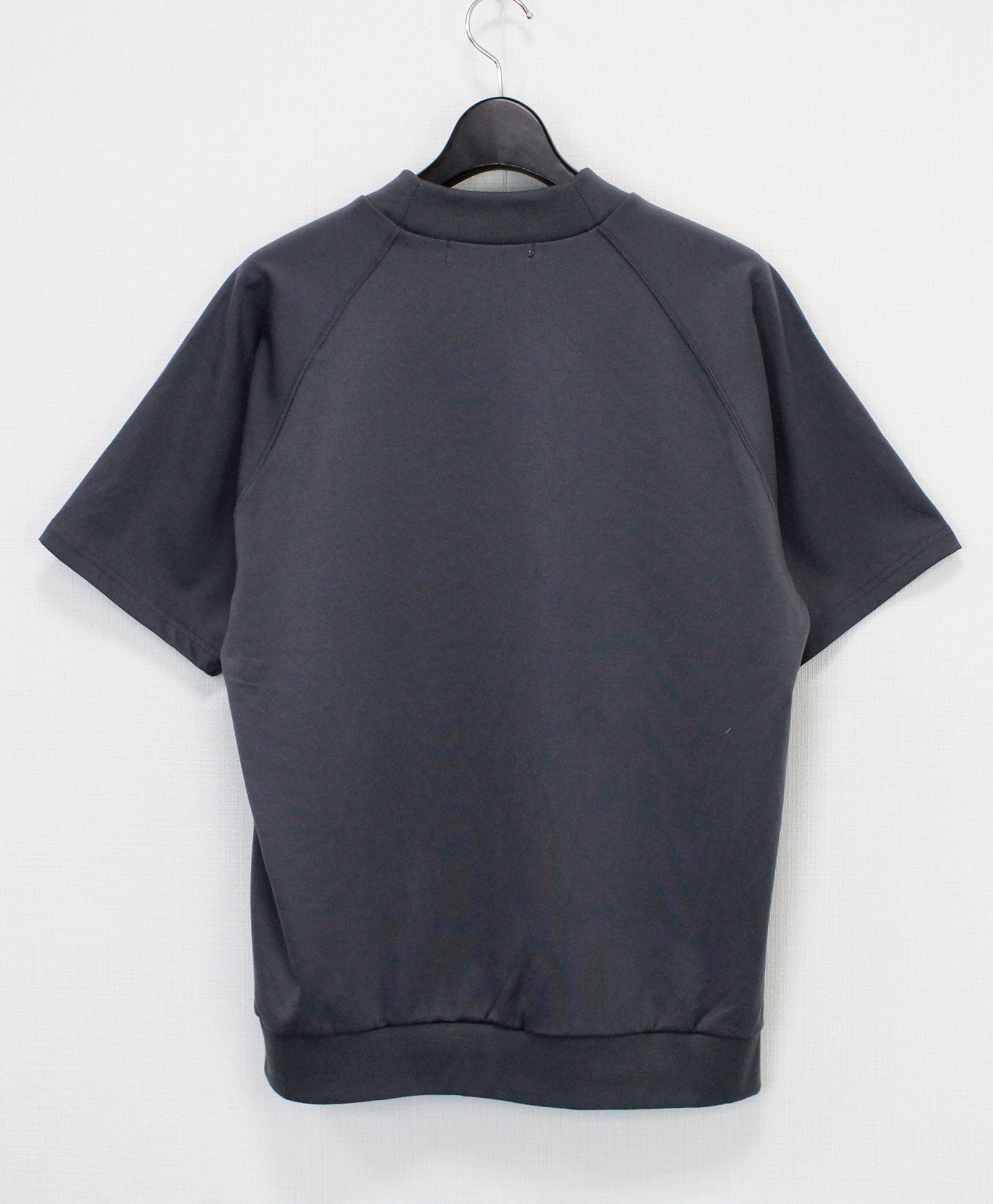 ICE PACK NYLON リバーニット モックネックラグランTee  / チャコールグレー [76006]