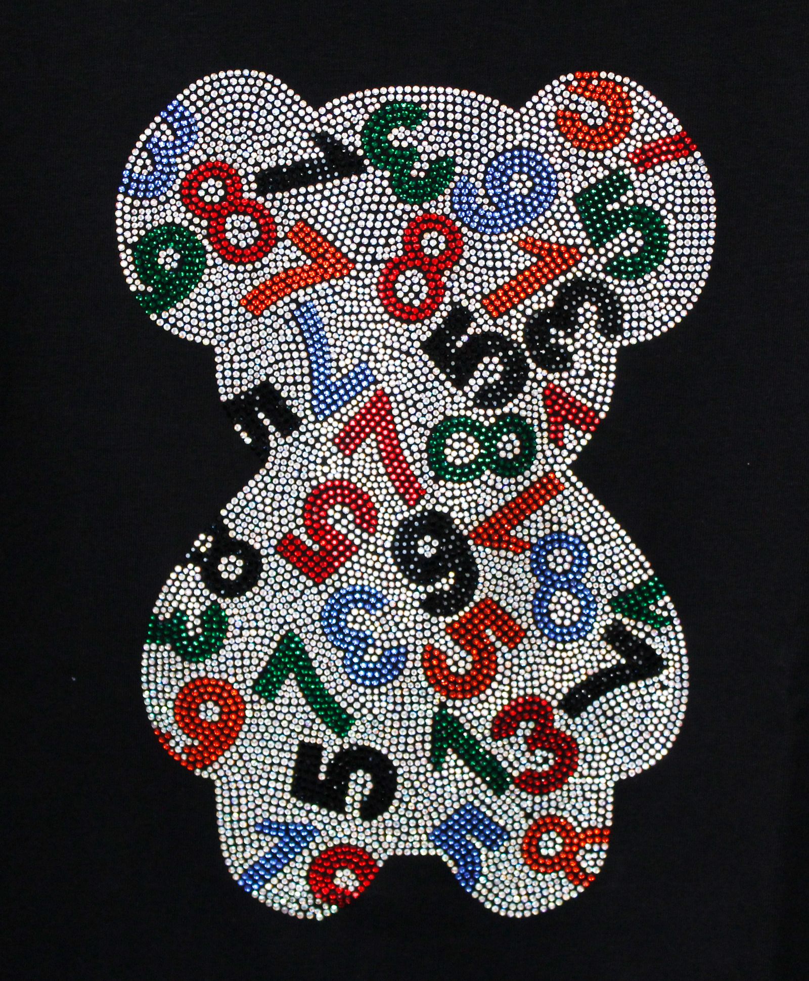 ラインストーン『NUMBERING BEAR』 L/S Tシャツ / ロンT / ブラック [UC52-N547]