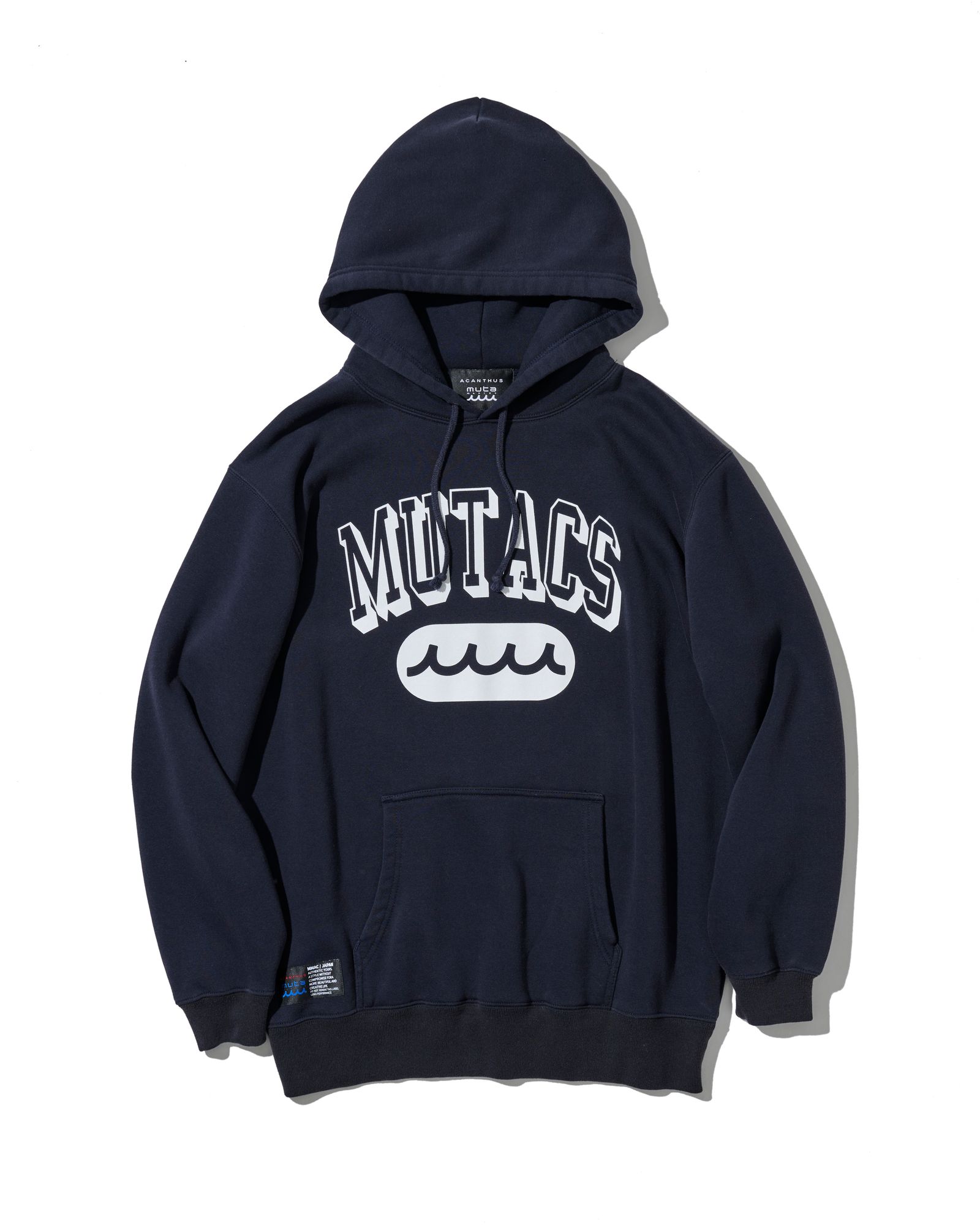 ☆先行予約☆ muta MARINE × ACANTHUS / カレッジロゴフーディー /パーカー / Shadow College Logo Hooded Sweatshirt / NAVY 【MA2660】
