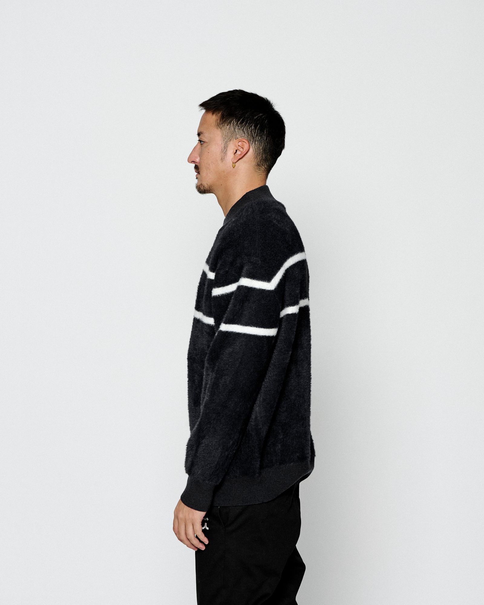 ☆先行予約☆ muta MARINE × ACANTHUS / ファーモックネックニット / Fur Mock Neck Knit / BLACK 【MA2669】