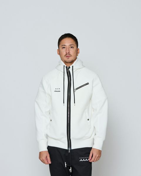 ☆先行予約☆ muta MARINE × ACANTHUS / ジップアップバイカーパーカー / Double-knit Biker parka / WHITE【MA2652】