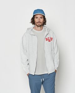 ☆先行予約☆ エイジングカレッジロゴ スウェットジップフーディー / パーカー / Aging College Logo Zip Up Hooded Sweatshirt / ASH GREY【HJ2601】