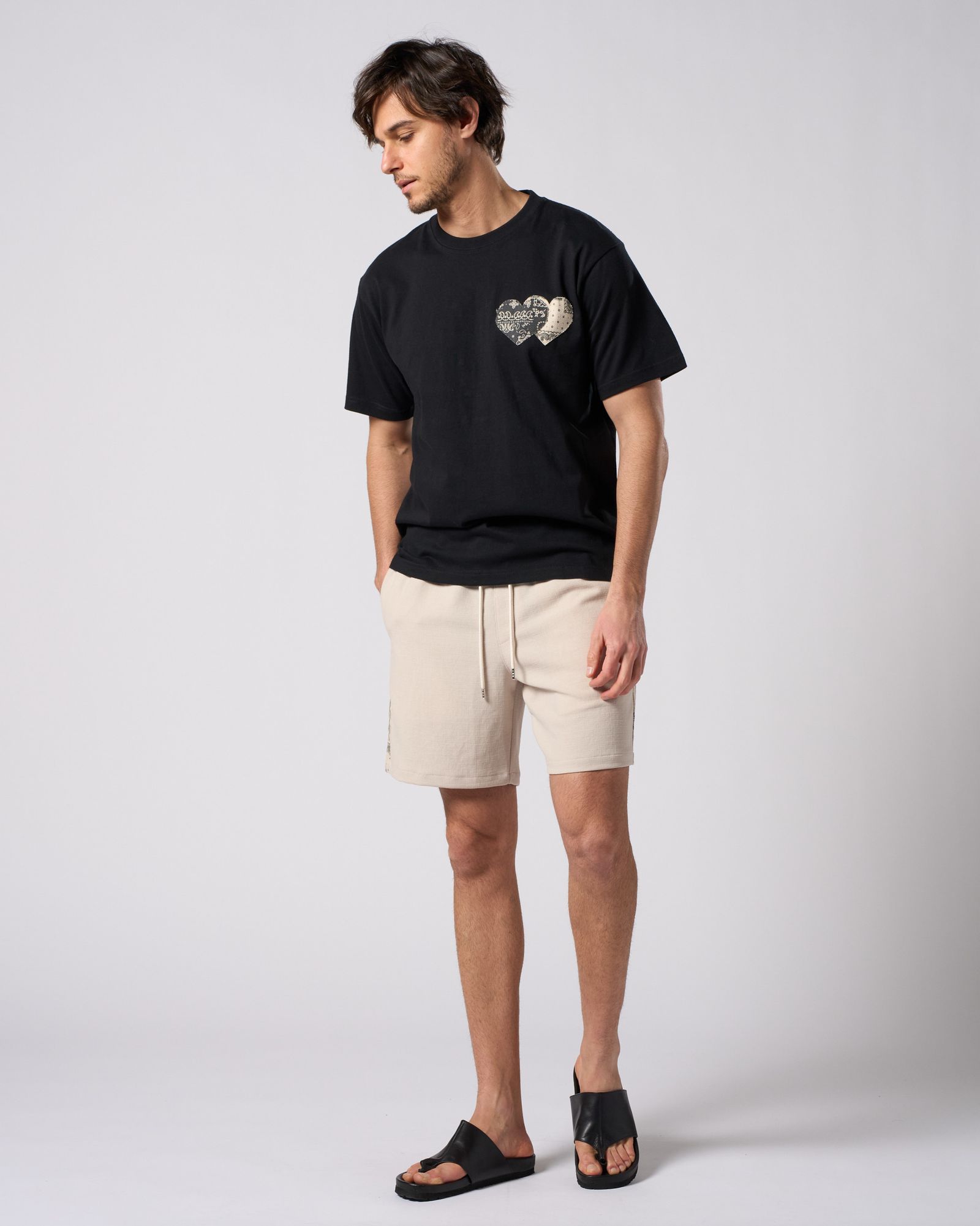 ☆先行予約☆ バンダナ パネル TハートTシャツ / bandana panel heart T / BLACK [7402 cj51i]