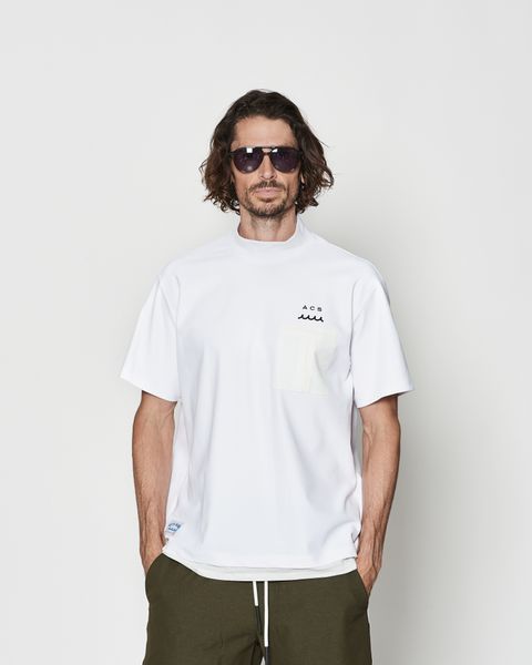 muta MARINE × ACANTHUS  / メッシュモックネックTシャツ / Mesh Mockneck S/S Top / WHITE【MA2618】