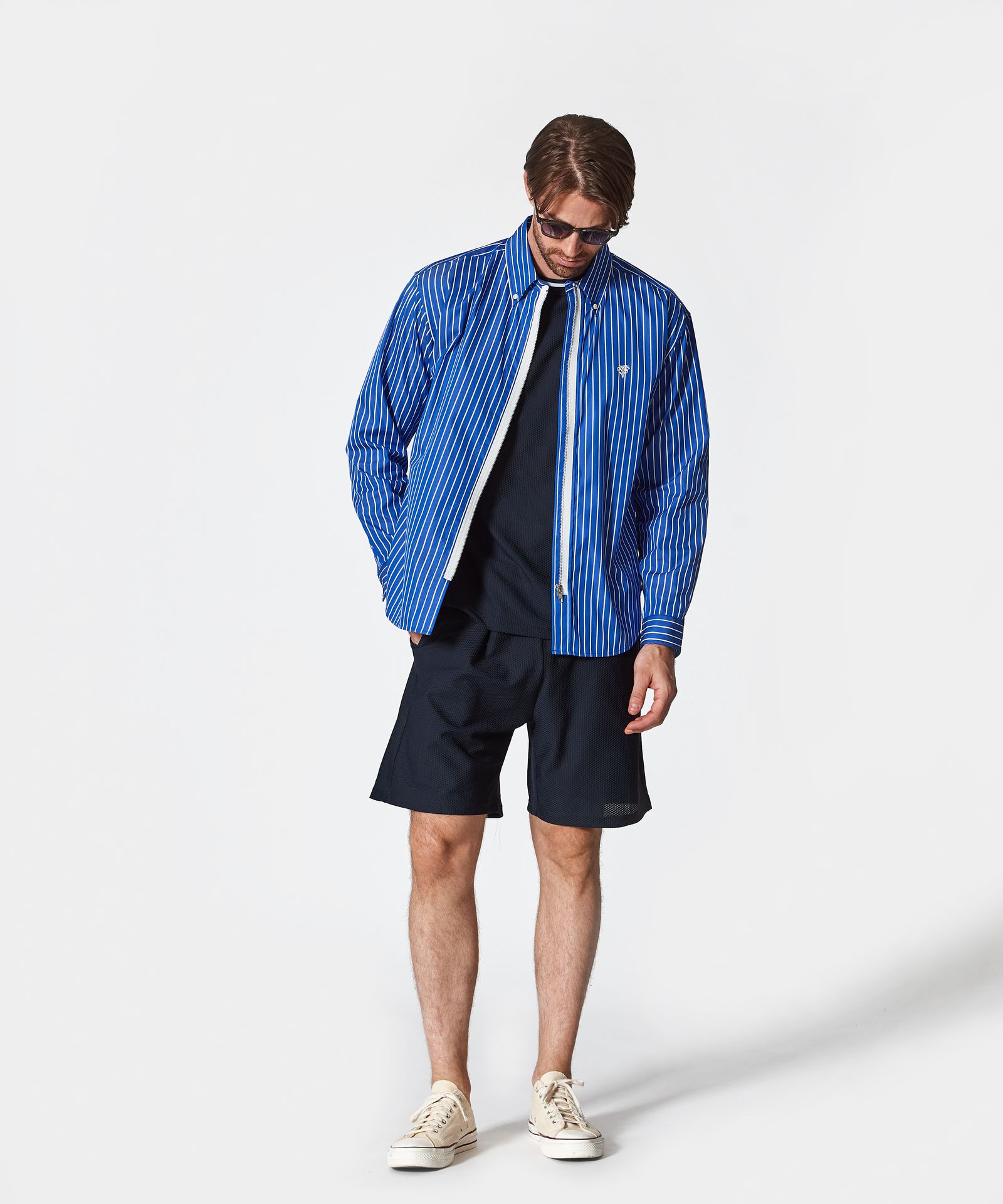 Remake Zip Up Shirt / リメイクジップシャツ / BLUE STRIPE【SH2501】