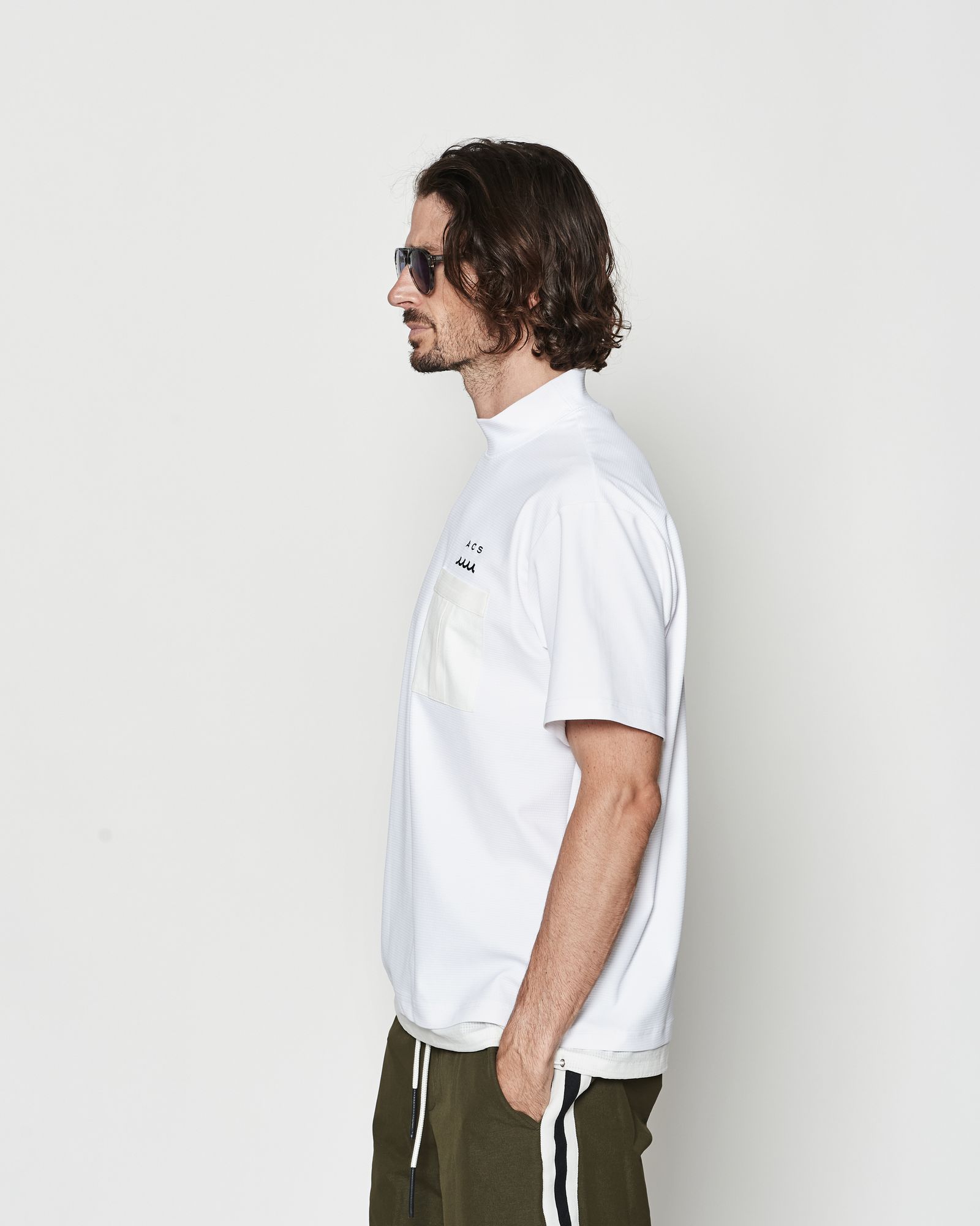 ☆先行予約☆muta MARINE × ACANTHUS  / メッシュモックネックTシャツ / Mesh Mockneck S/S Top / WHITE【MA2618】