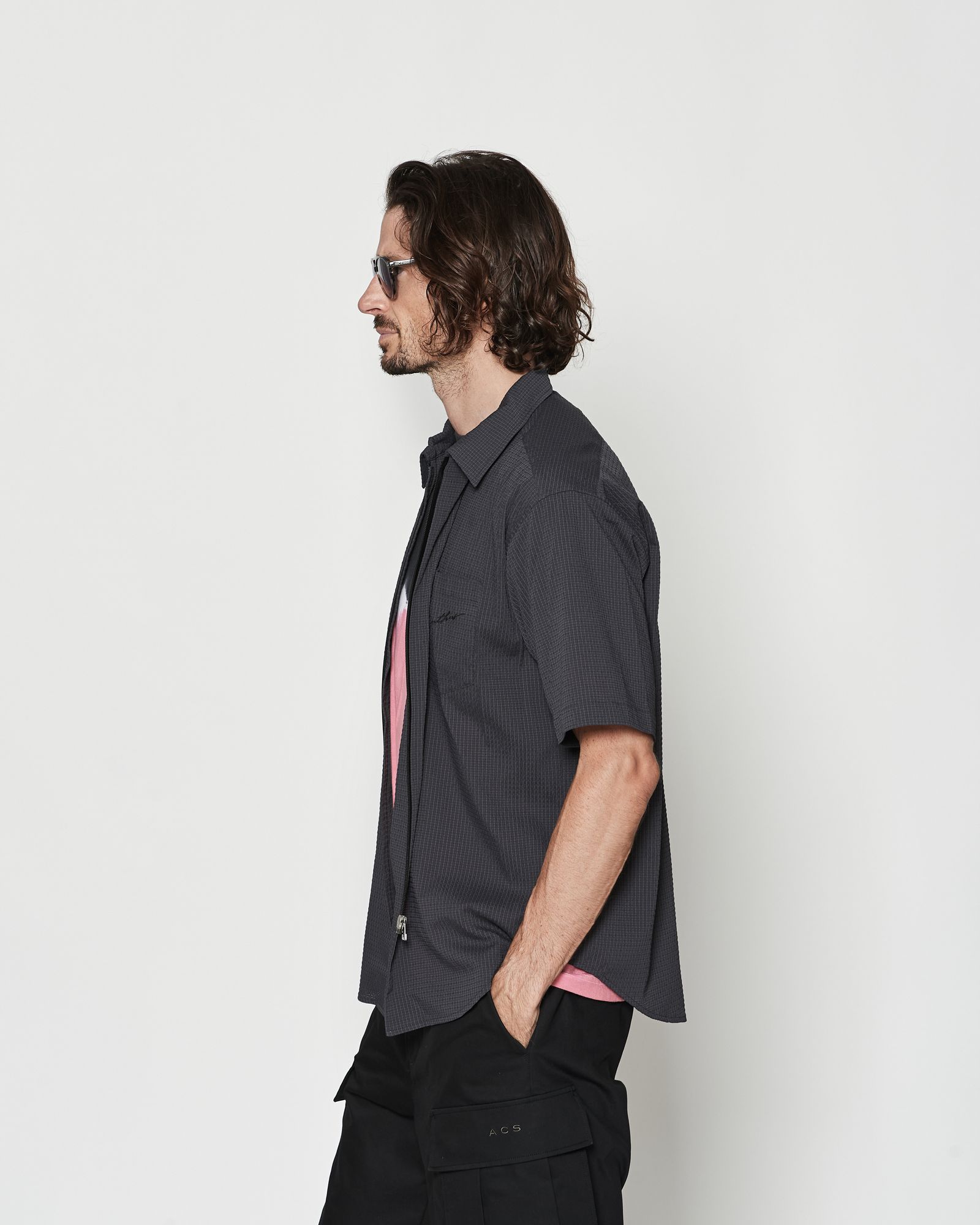 ☆先行予約☆ Dot Air®ジップアップショートスリーブシャツ / Dot Air® Zip Up S/S Shirt / CHARCOAL【SH2601】