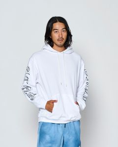 ☆先行予約☆muta MARINE × ACANTHUS  / スリーブプリントスウェットフーディー / プルオーバーパーカー /  Sleeve Print Hooded Sweatshirt / WHITE【MA2711】