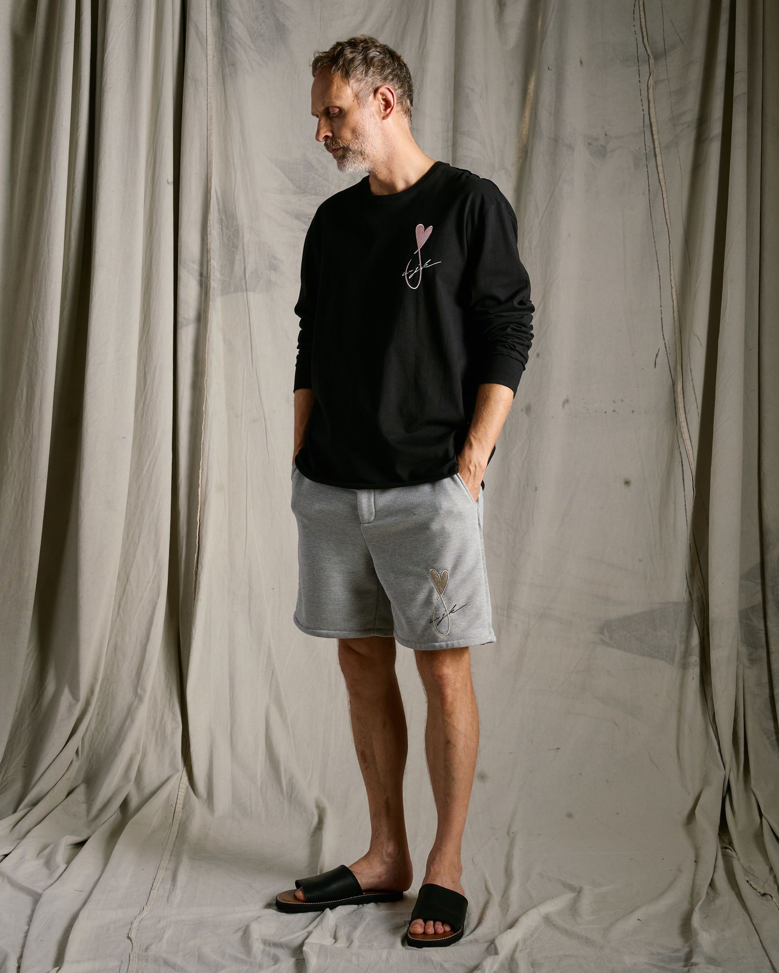 ☆先行予約☆Maison Honoré Paris× wjk  / ハートフィッシュ カットオフ 長袖Tシャツ / heart fish cut-off L/S / black×pink【711 hw01k】